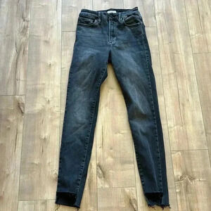Good American Step Hem Skinny High Rise Jeans in Black Sz 00/4